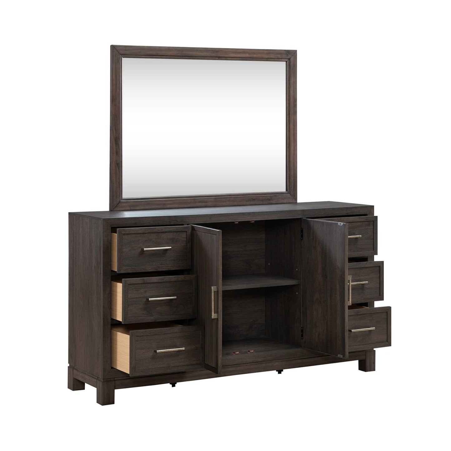 Modern Edge - Dresser & Mirror - Brown