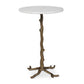Calais - Marble Accent Table - Brass / White