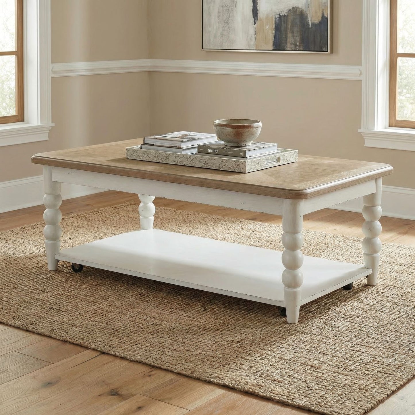 Turnberry Park - Rectangular Cocktail Table - Washed White
