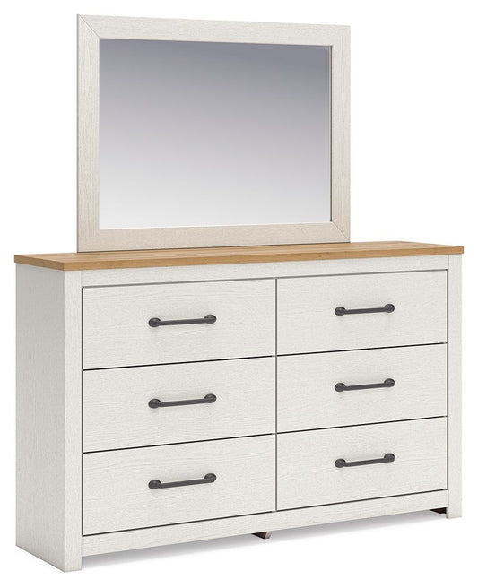 Linnocreek - White / Warm Brown - Dresser And Mirror