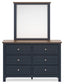 Landocken - Dresser and Mirror - Brown / Blue