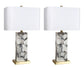 "Alabaster Mosaic" Alabaster Table Lamp (Set of 2) - Alabaster / Soft Gold