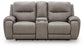 Real Moments - Power Reclining Loveseat With Audio Seating - Ash