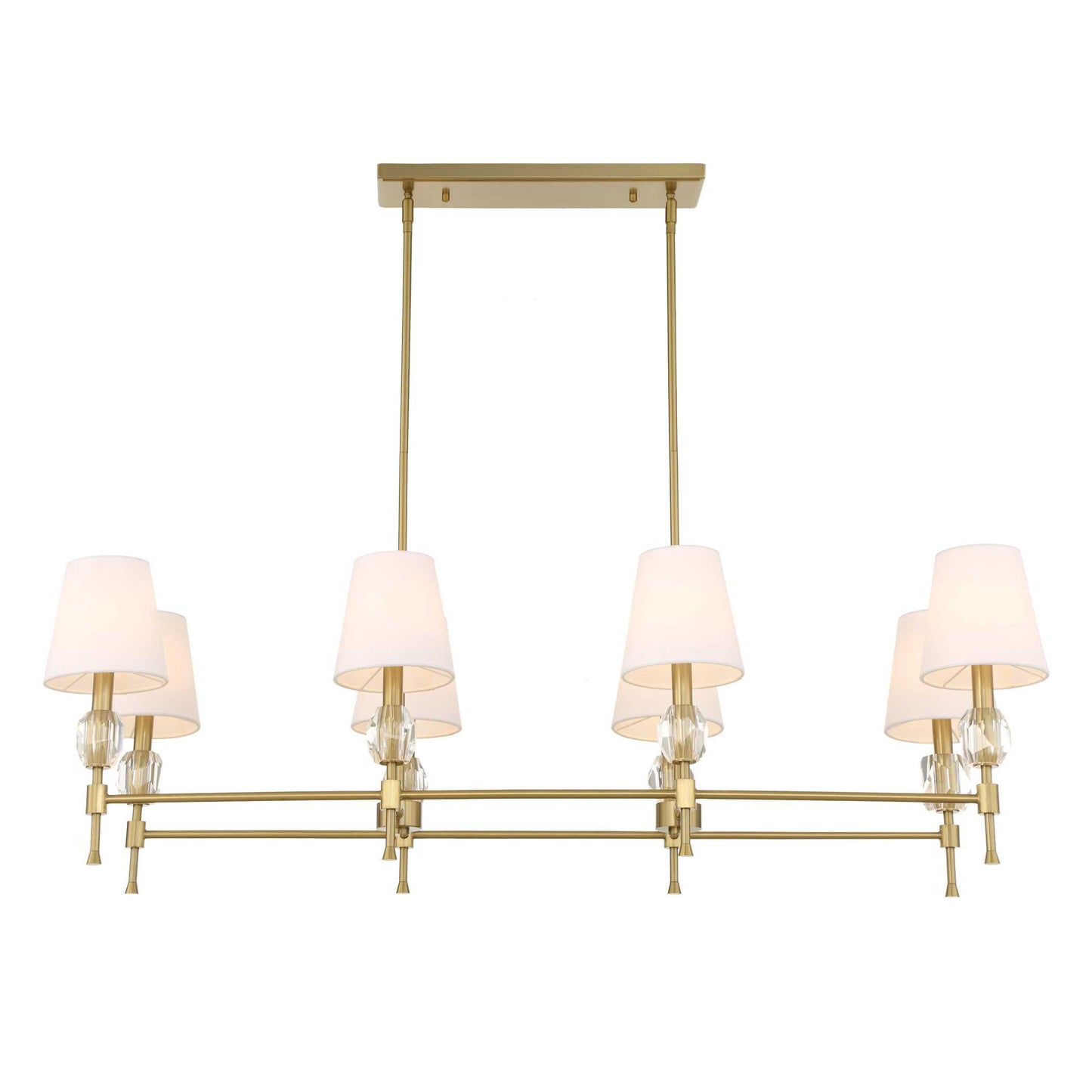 Arques - 8 Light Linear Chandelier - White / Gold