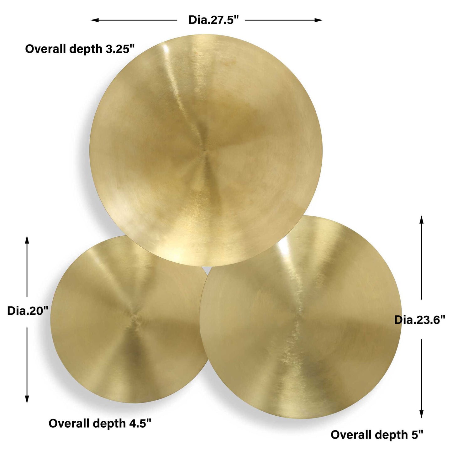 Cymbalic - Round Brass Wall Art (Set of 3) - Brass