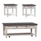 Allyson Park - 3 Piece Table Set - Wirebrushed White / Charcoal