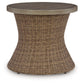 Laguna Heights - Round End Table With Umbrella Option - Beige
