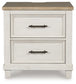 Shaybrock - Two Drawer Night Stand - Antique White / Brown
