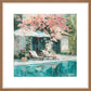 Poolside Blossom II Hand-Embellished Print In Frame - Green