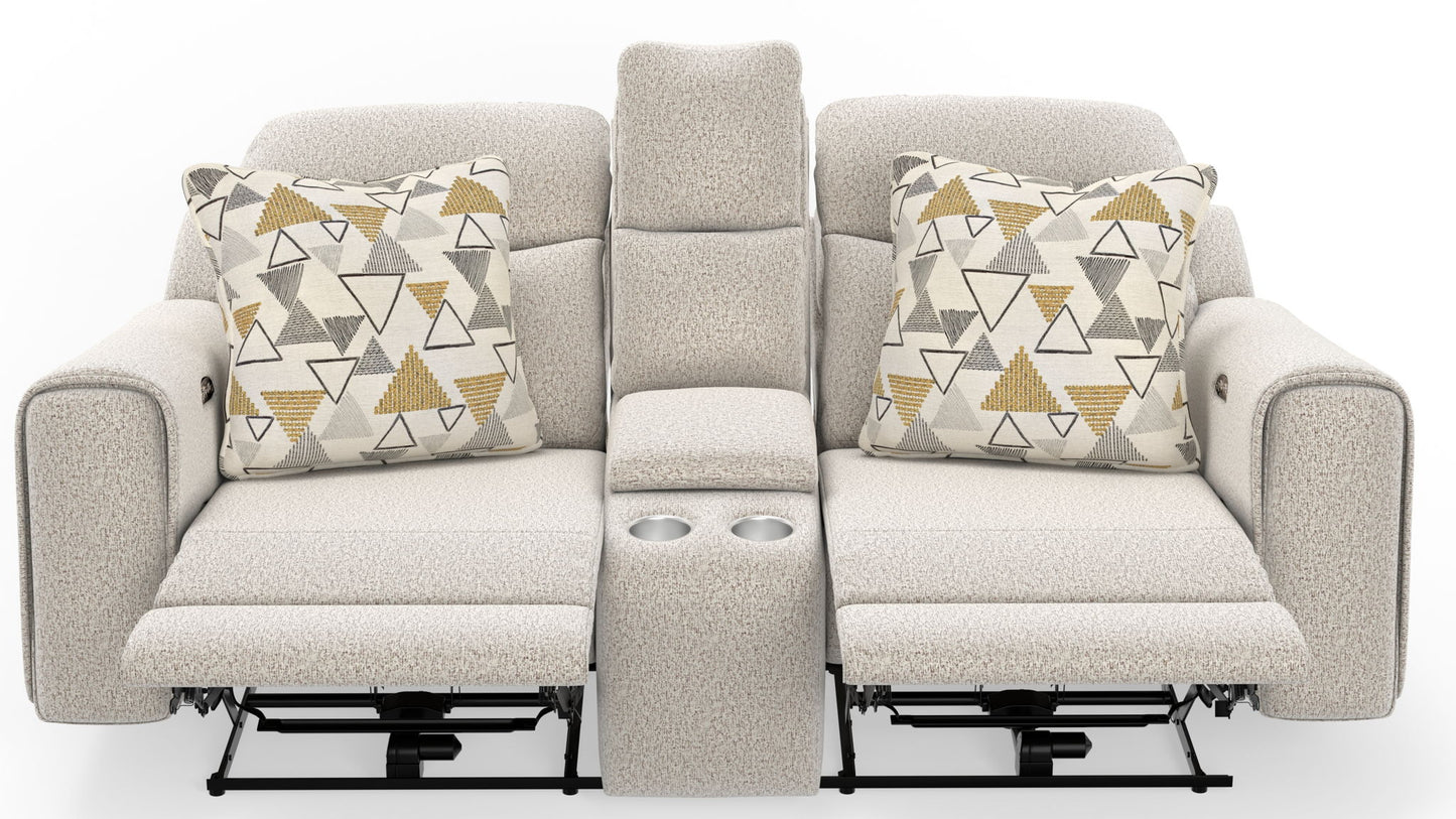 Micah - Power Headrest Power Deep Seat Reclining Console Loveseat - Oatmeal