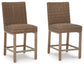 Walton Bridge - 5 Pc. - Square Bar Table W/Fire Pit, 4 Barstools - Driftwood