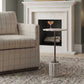Lana - Scalloped Marble Drink Table - Bronze / White