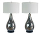 Smoke Pearl Essence Glass & Metal Table Lamp (Set of 2) - Smoke Pearl / Matte Black