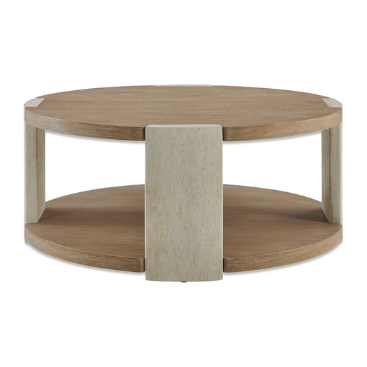 Maulet - Round Coffee Table - Off-White / Oak