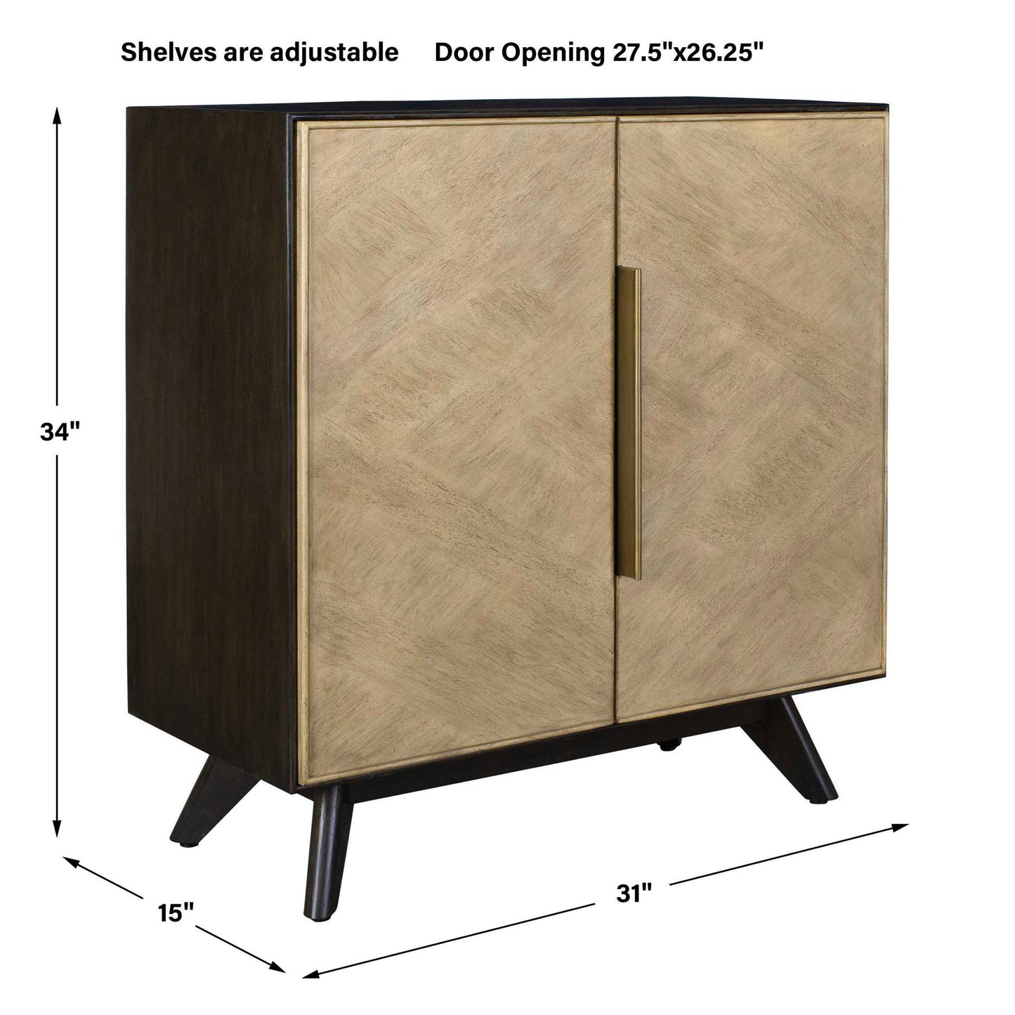 Reina - Modern 2 Door Cabinet - Woodtone