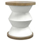 Spool - Geometric Side Table - White & Light Brown