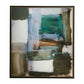 Green Fields - Framed Abstract Canvas - Black / Blue / Green / Orange / White / Yellow