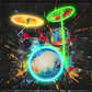 Neon Spectrum Drums - 37" x 37" Framed Wall Art - Black