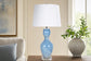 "Azure Elegance" Art Glass Table Lamp (Set of 2) - Blue Art Glass