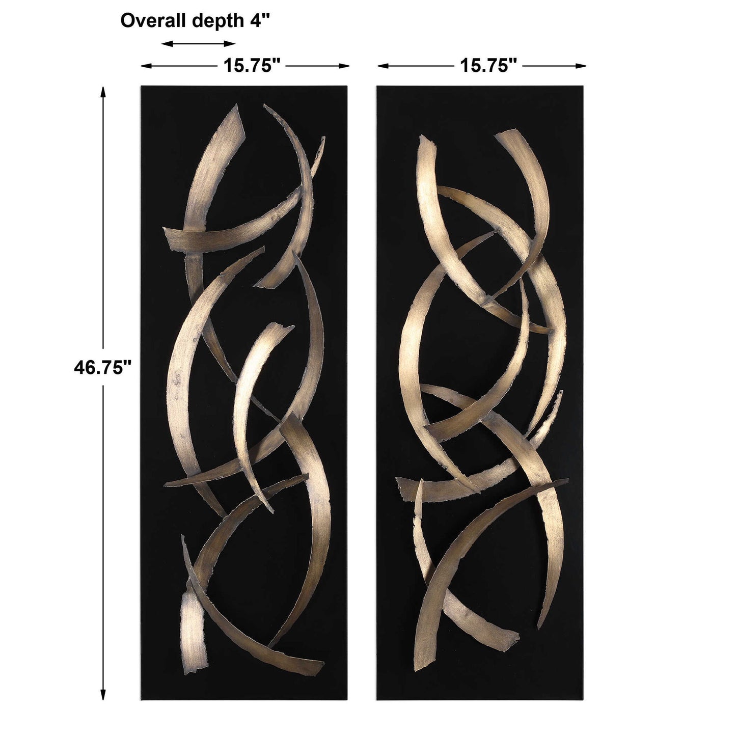 Brushstrokes - Metal Wall Art (Set of 2) - Black