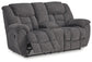 Foreside - Dbl Reclining Loveseat with Console - Charcoal
