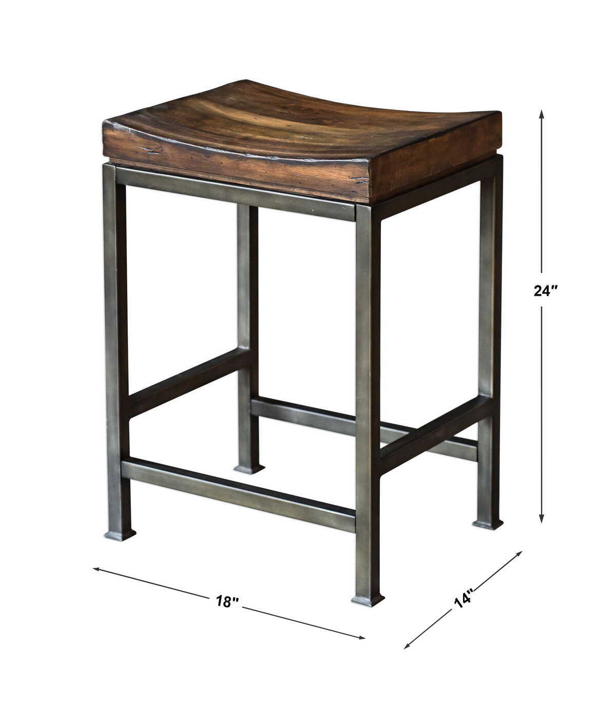 Beck - Wood Counter Stool - Dark Brown & Black