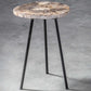 Mircea - Petrified Wood Accent Table - Black & Light Brown