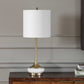 Molena - Brass & Pearly Stone Table Lamp - Brass,Gold,White