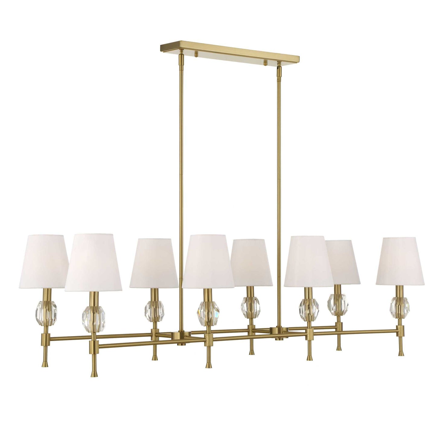 Arques - 8 Light Linear Chandelier - White / Gold