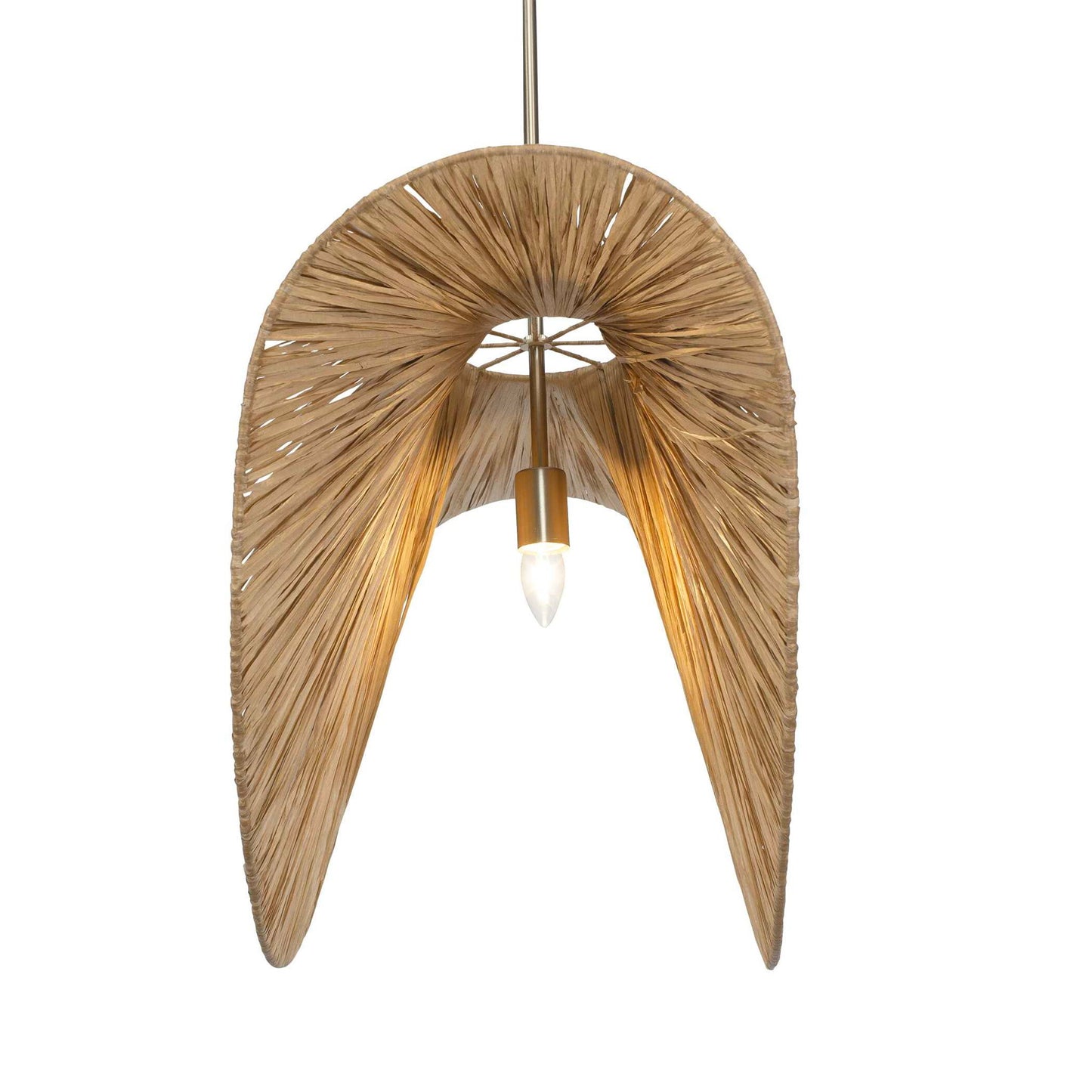 Bend - 1 Light Raffia Pendant - Light Brown