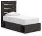 Hollivern - 4 Pc. - Twin Panel Storage Bed, Dresser, Mirror And Chest - Dark Gray