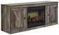 Wynnlow - TV Stand With Faux Firebrick Fireplace Insert - Gray