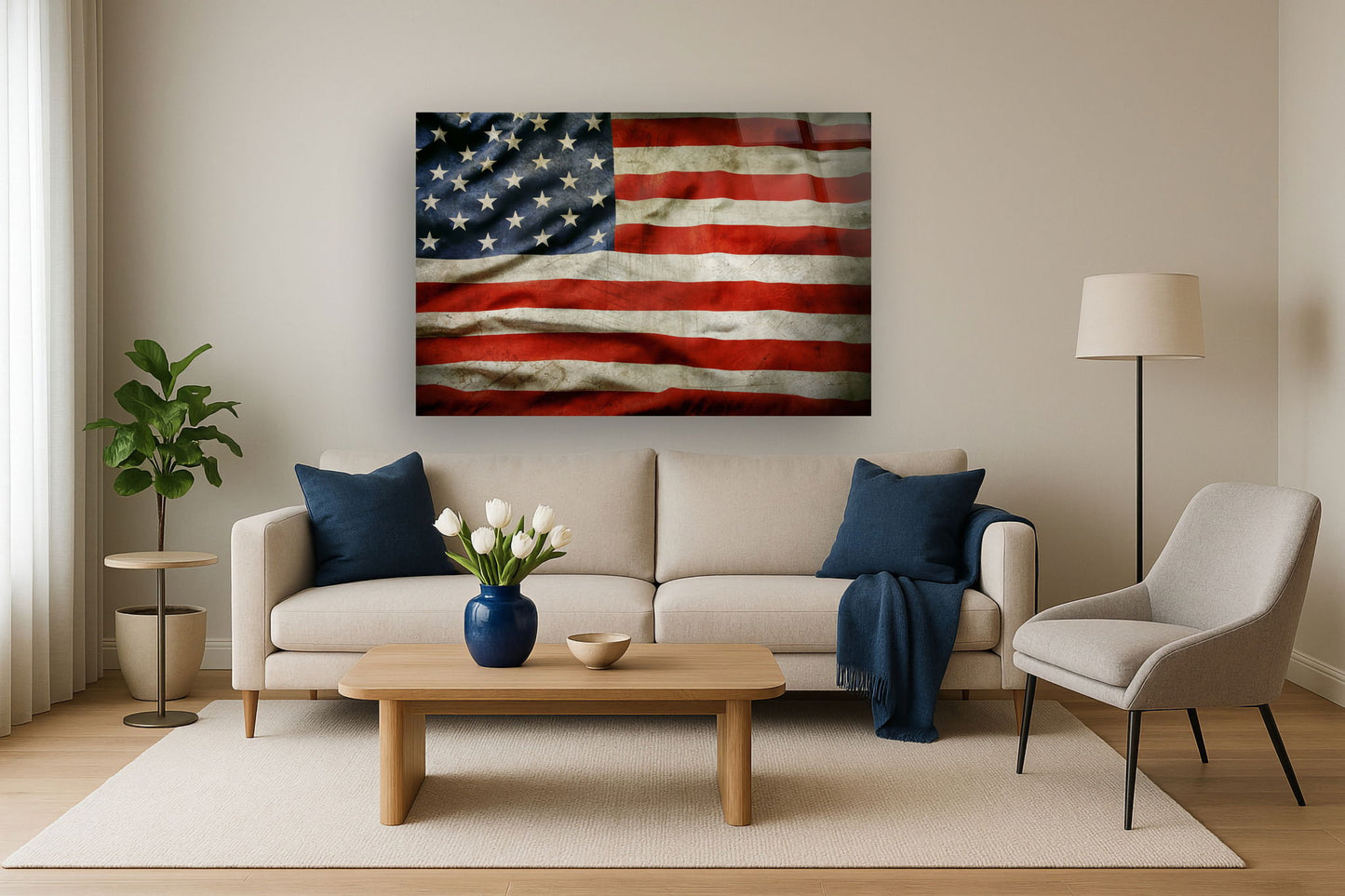 Temp Glass With Foil - USA Flag - Red
