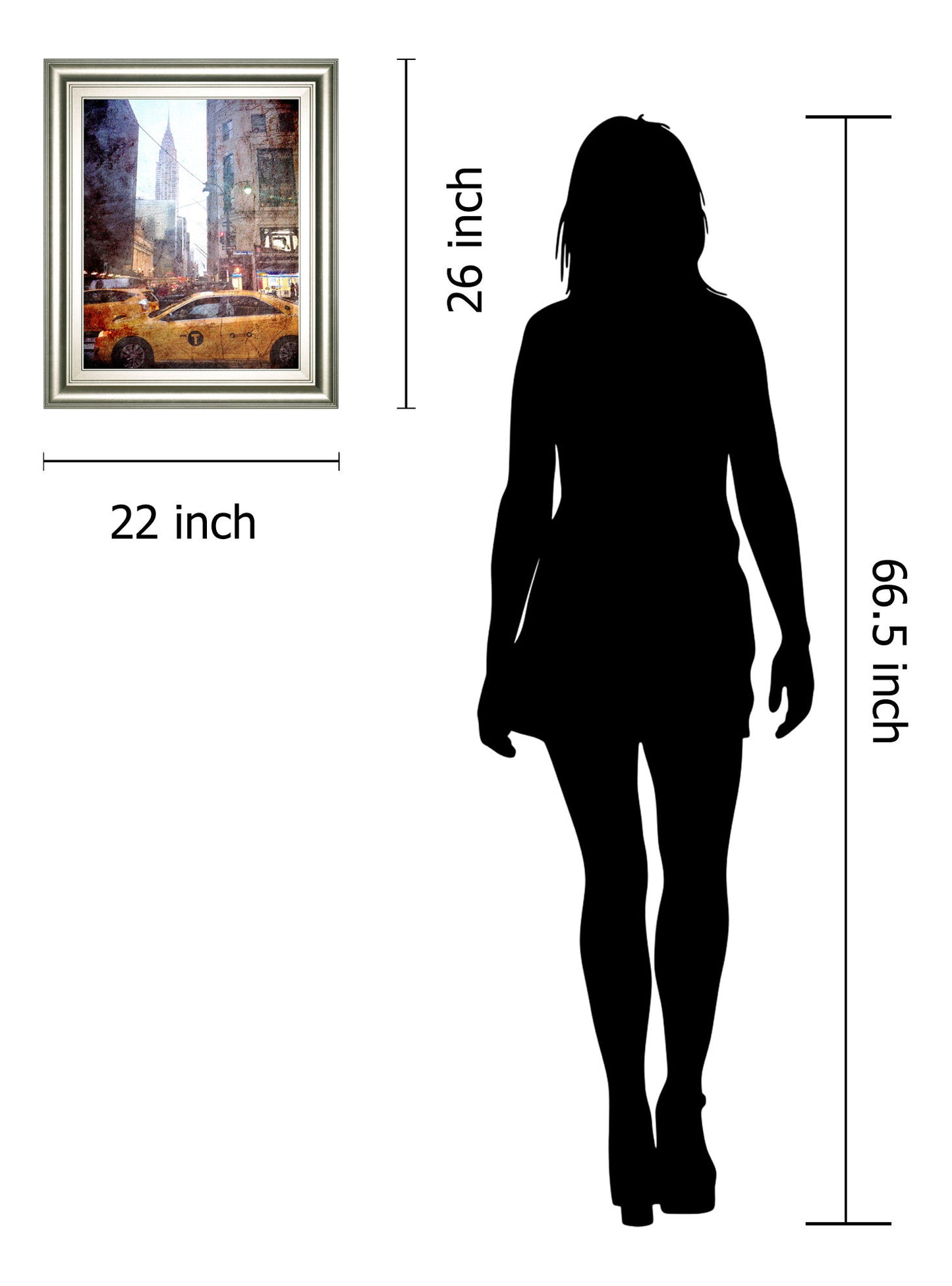 Rainy Madison Ave By Acosta - Framed Print Wall Art - Yellow