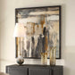 Landslide - Framed Abstract Print - Black / Brass / Gold / Gray / Orange / White / Yellow