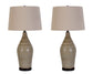 "Serene Stone" Ceramic Table Lamp (Set of 2) - Natural Finishes/Matte Black