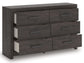Prendonea - Six Drawer Dresser - Charcoal