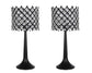 "Crystal Lattice Radiance" Metal And Crystal Table Lamp (Set of 2) - Matt Black / Clear Crystal