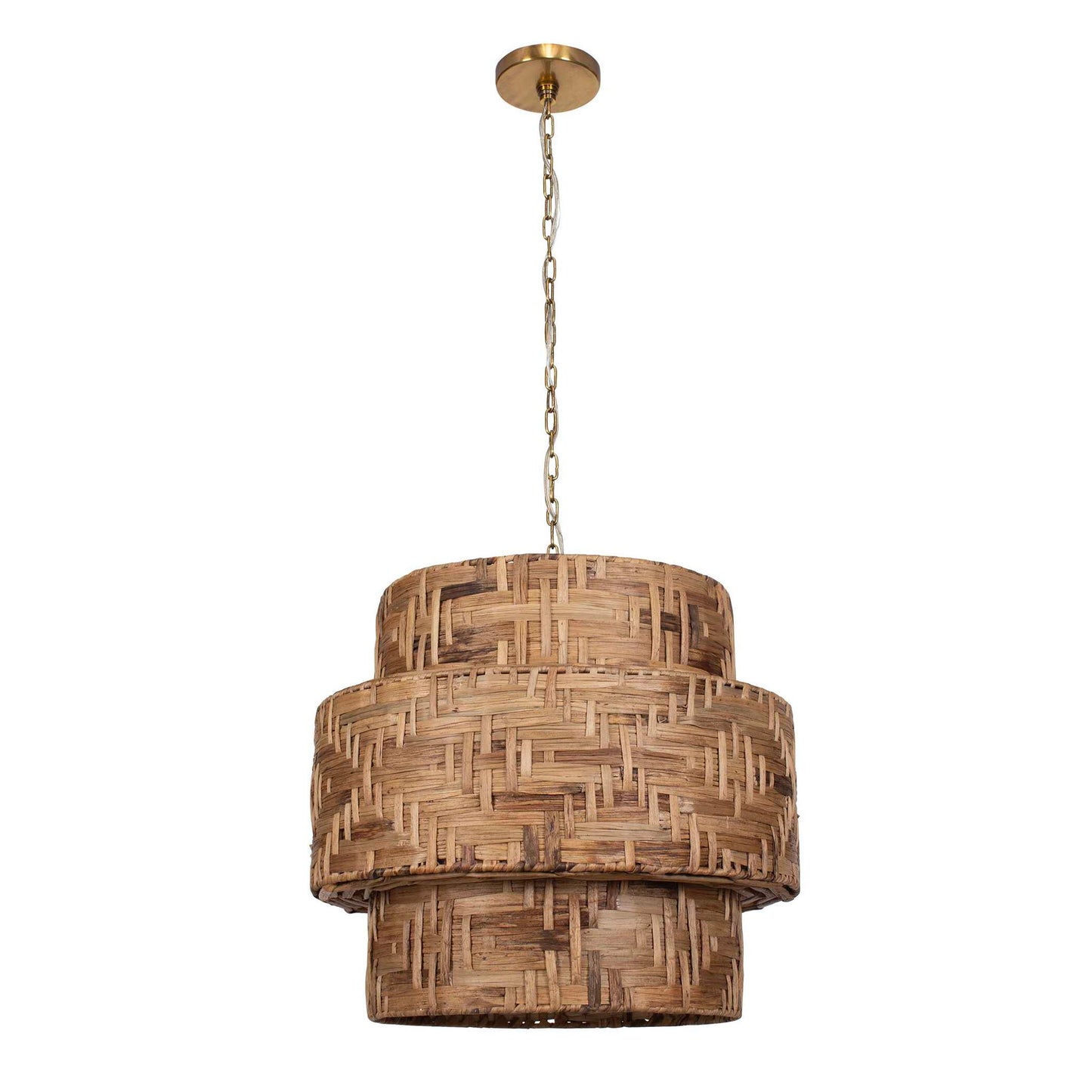 Water Hyacinth - 4 Light Woven Pendant - Light Brown