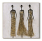 Golden Silhouette Trio - 40" x 40" Framed Wall Art - Beige