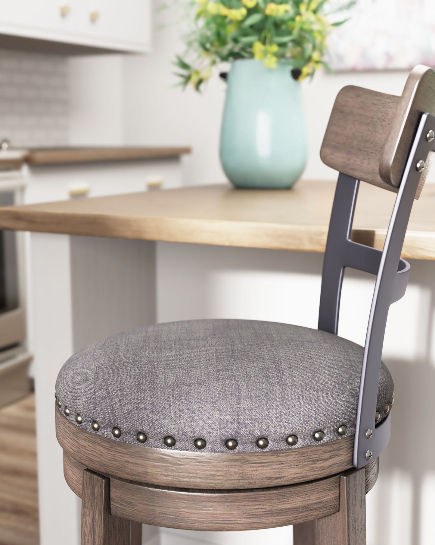 Caitbrook - UPH Swivel Barstool  - Gray