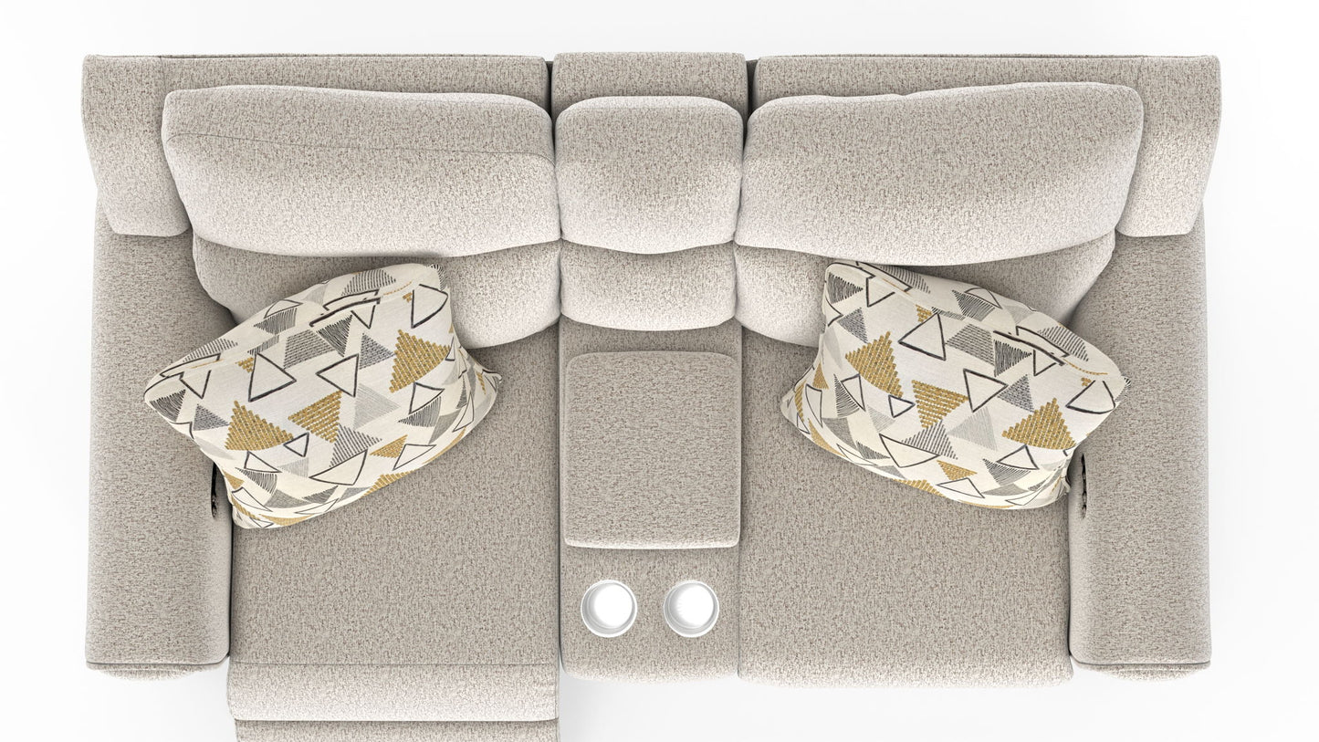 Micah - Power Headrest Power Deep Seat Reclining Console Loveseat - Oatmeal