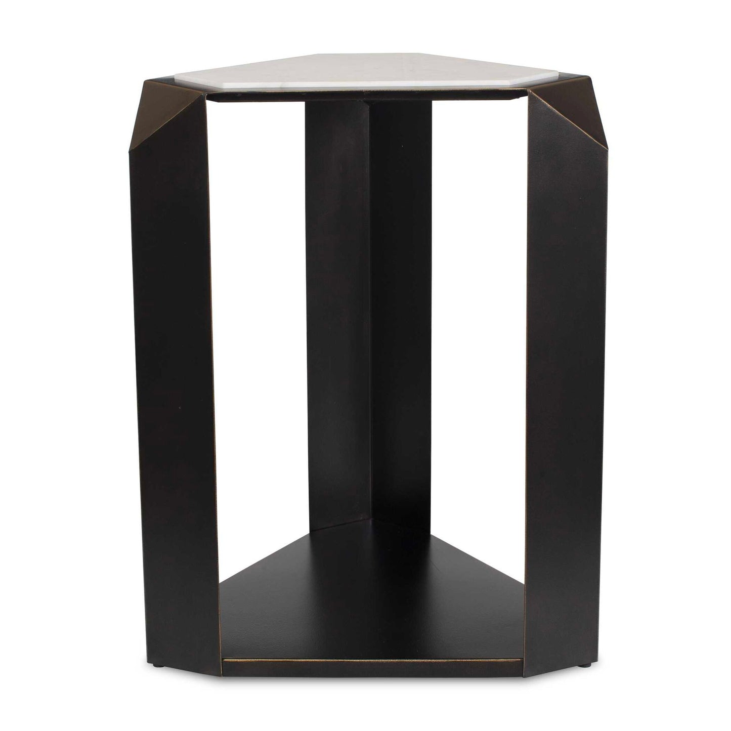 Keenan - Geometric Accent Table - Bronze / White