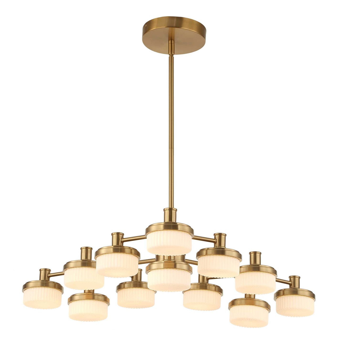 Wedge - 12 Light LED Brass Chandelier - White / Gold