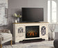 Realyn - 2 Pc. - 74" TV Stand With Electric Infrared Fireplace Insert - Chipped White