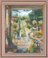 Sunlit Garden Retreat - 34" x 28" Framed Wall Art - Green