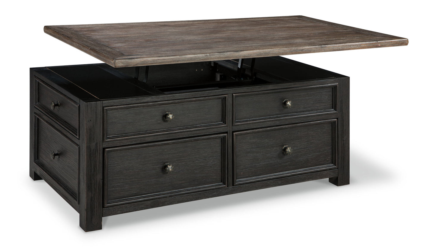 Tyler Creek - Lift Top Cocktail Table - Grayish Brown / Black