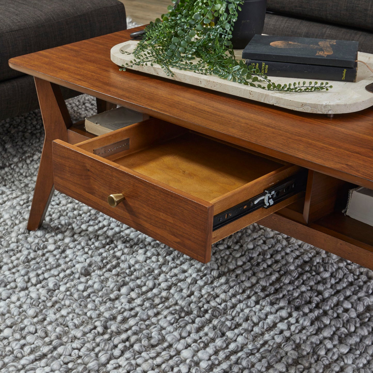 Ludwig - Occasional Rectangular Coffee Table With Drawer - Dark Brown