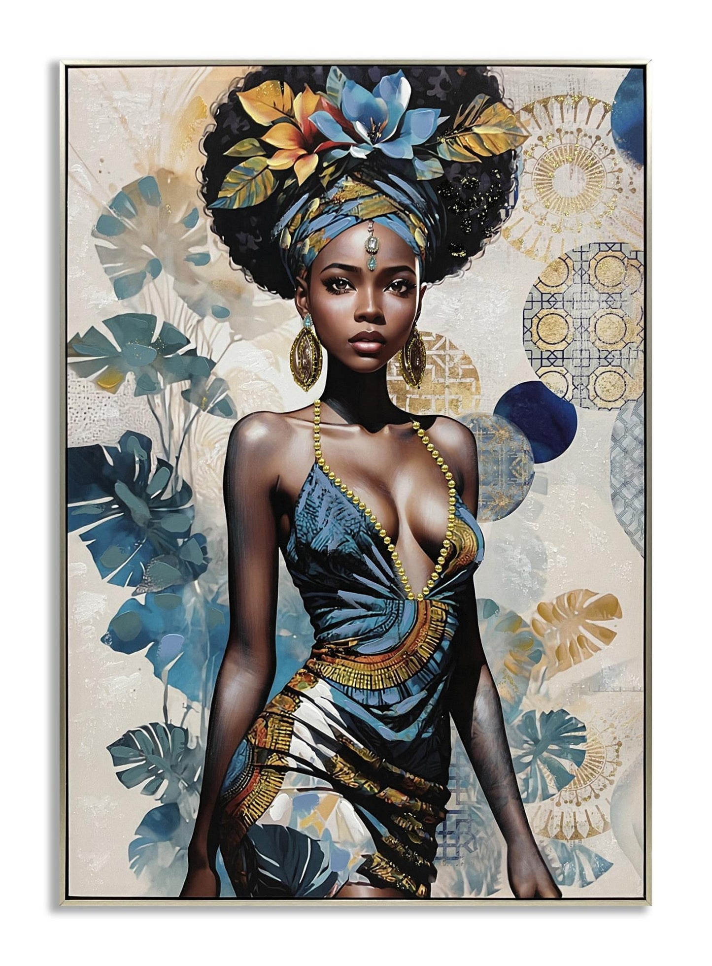 Regal Tropic Gaze - 40" x 28" Framed Wall Art - Blue