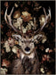 Majestic Stag Florals - 36" x 48" Framed Wall Art - Dark Brown